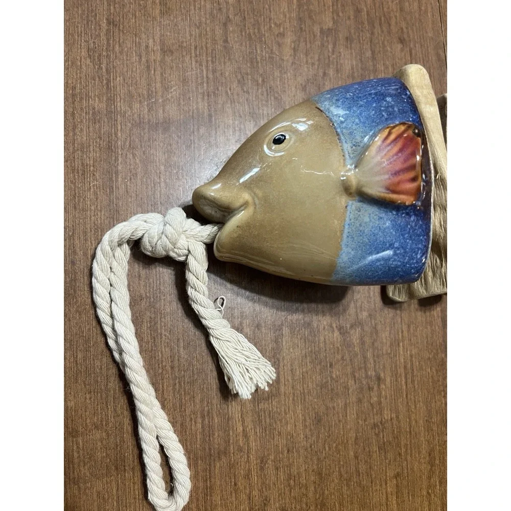 Hanging Pottery Ceramic Driftwood Fish Sculpture Beach Lakehouse‎ Decor 16